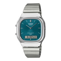 AQ240E-3A | Vintage Analog-Digital Watch, Blue-Green Dial - Casio