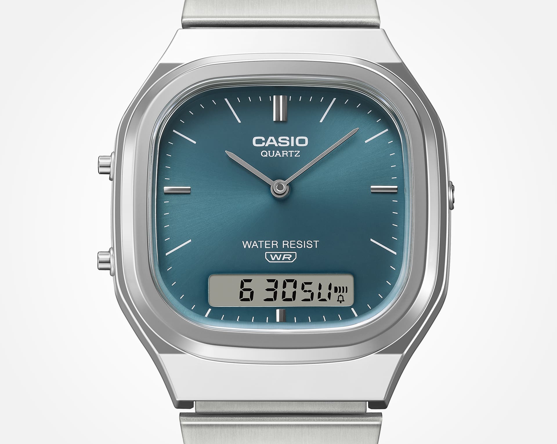 AQ240E-3A | Vintage Analog-Digital Watch, Blue-Green Dial - Casio