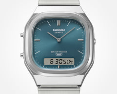 AQ240E-3A | Vintage Analog-Digital Watch, Blue-Green Dial - Casio