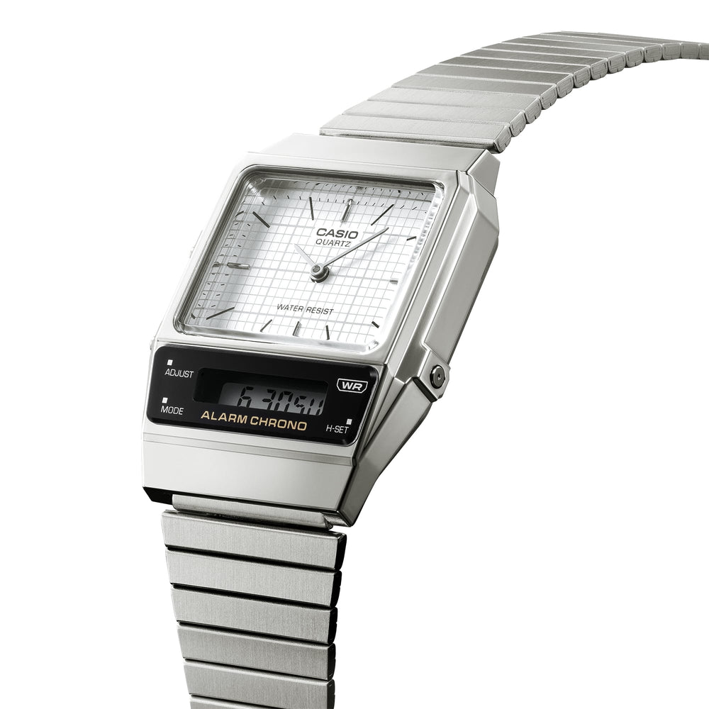 AQ800E-7A | Vintage Silver Stainless Steel Watch - Casio