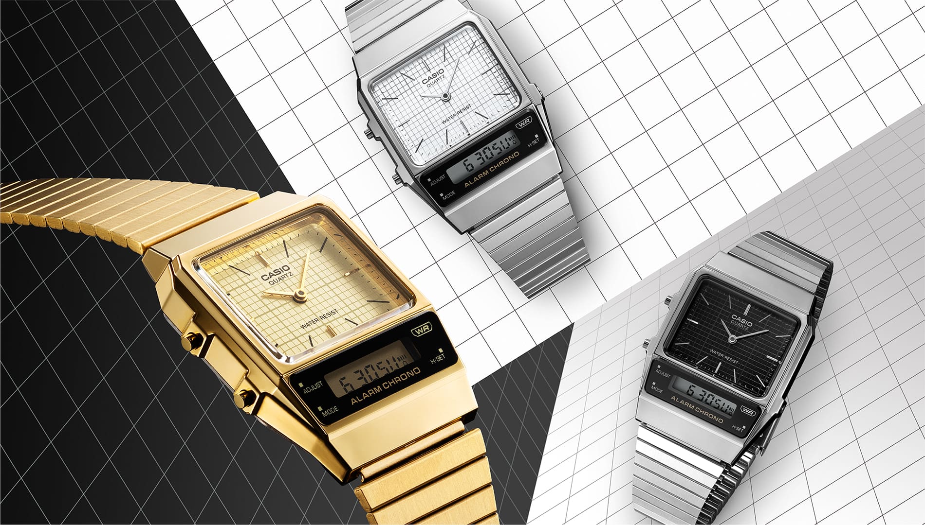 AQ800E-7A | Vintage Silver Stainless Steel Watch - Casio
