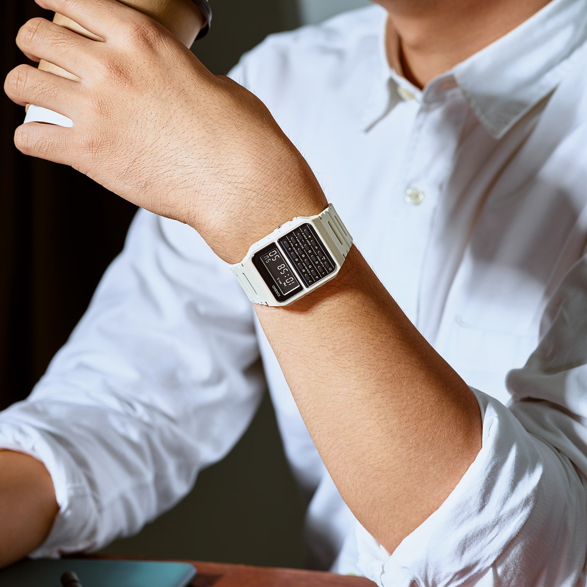 CA53WF-8B | White Data Bank Watch - Casio
