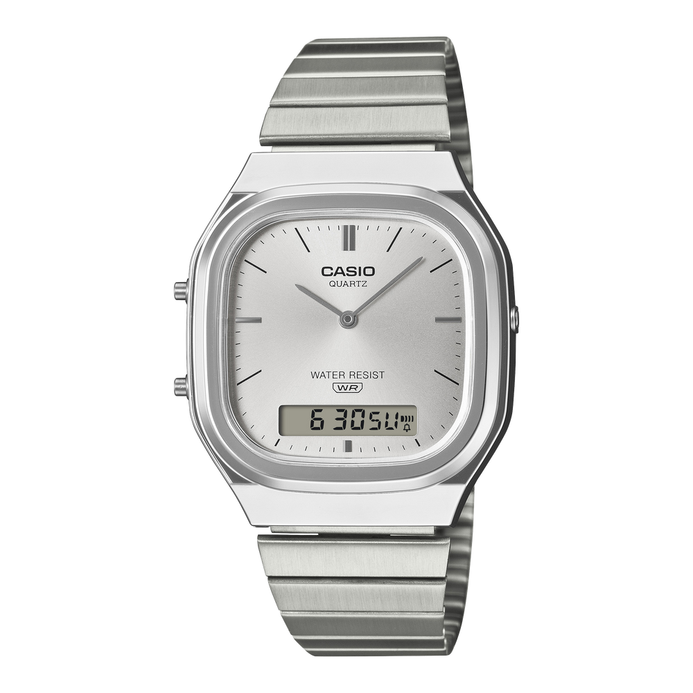 AQ-240E-7A | Vintage Silver Watch with Dual Time - Casio