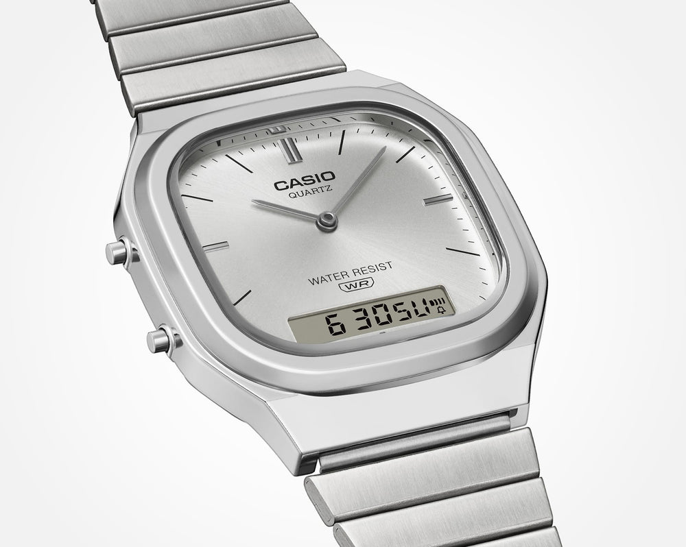 AQ-240E-7A | Vintage Silver Watch with Dual Time - Casio