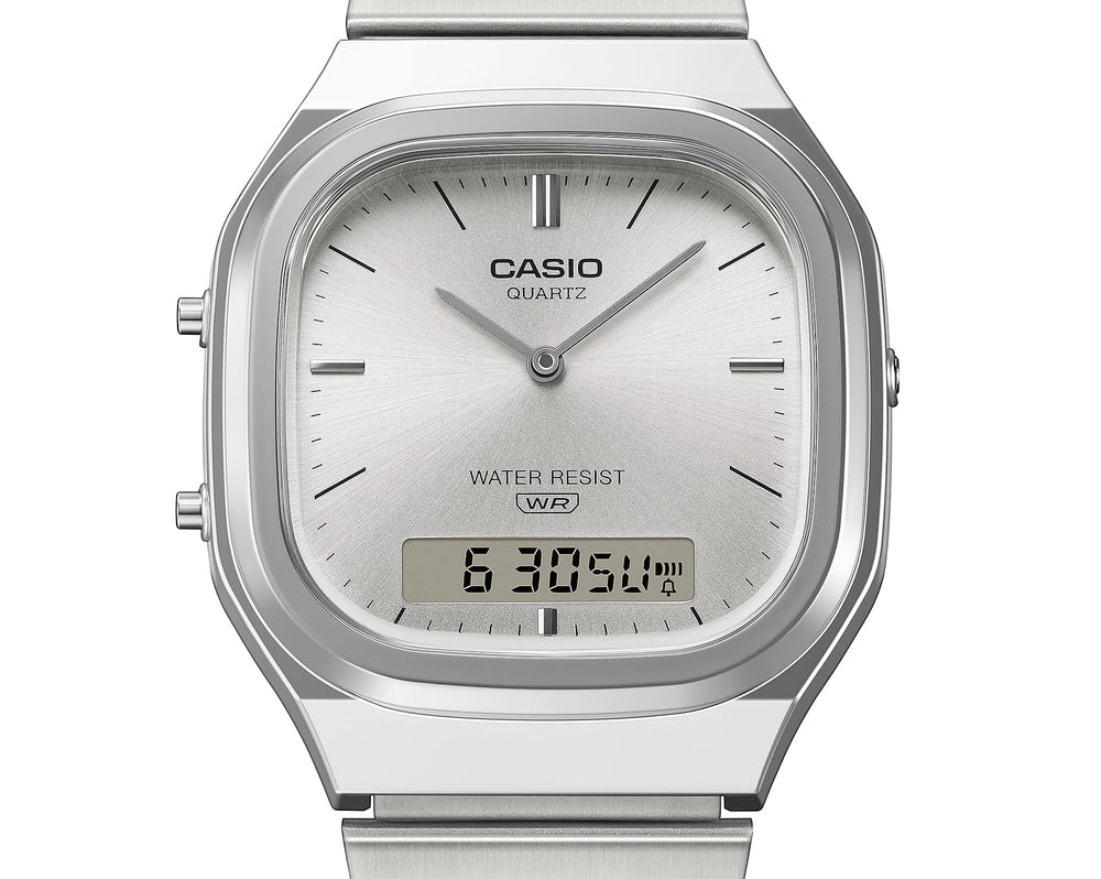 AQ-240E-7A | Vintage Silver Watch with Dual Time - Casio