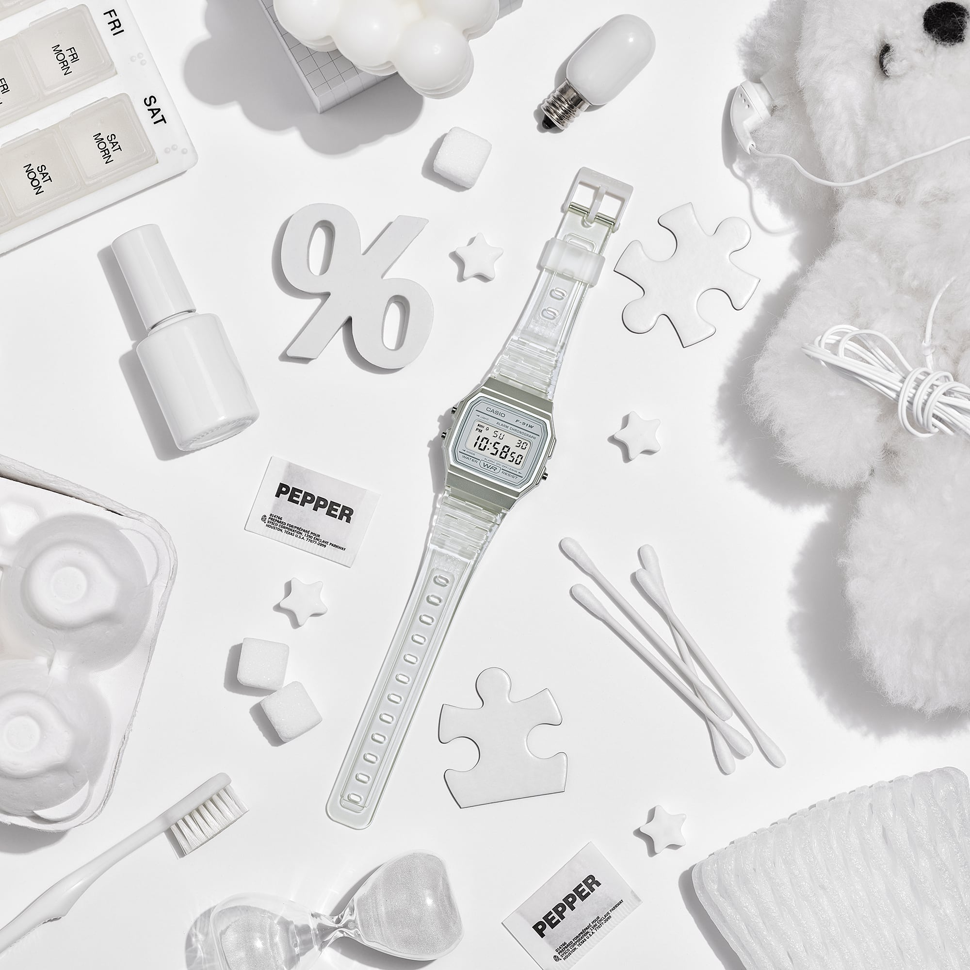 F91WS-7 | White Translucent Digital Watch - Casio