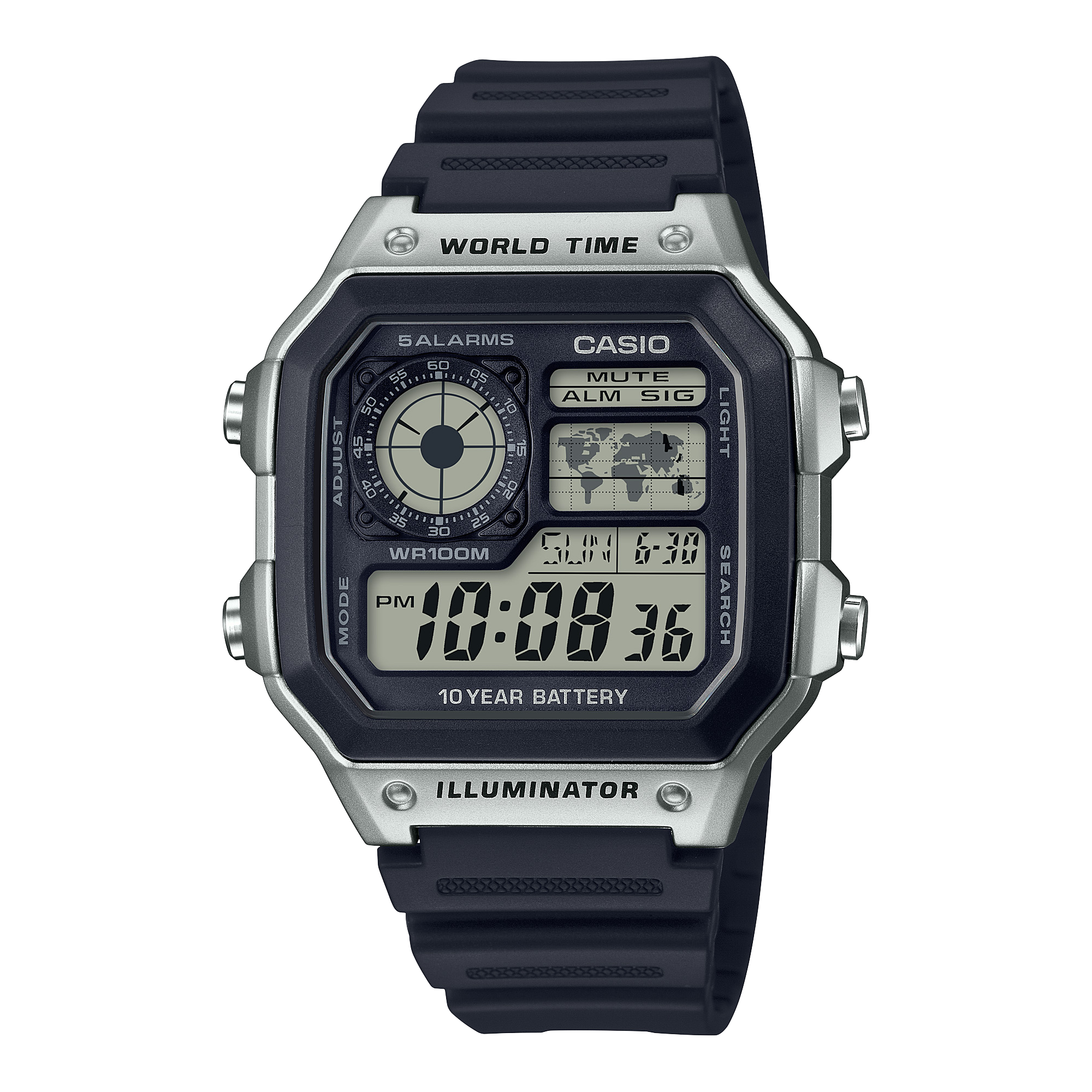 AE1200WH-1CV | Illuminator Black-Silver Digital Watch - Casio