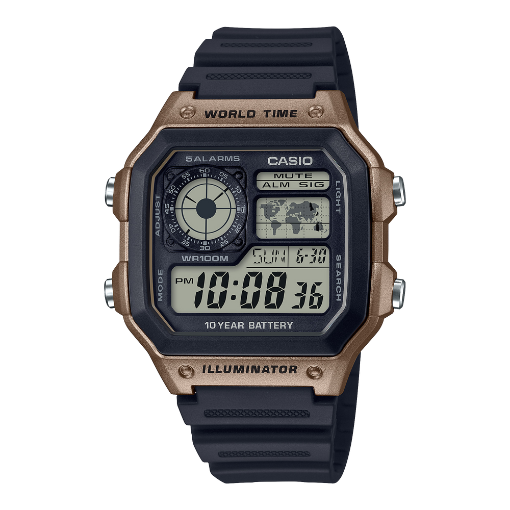 AE1200WH-5AV | Illuminator Black and Brown Digital Watch - Casio