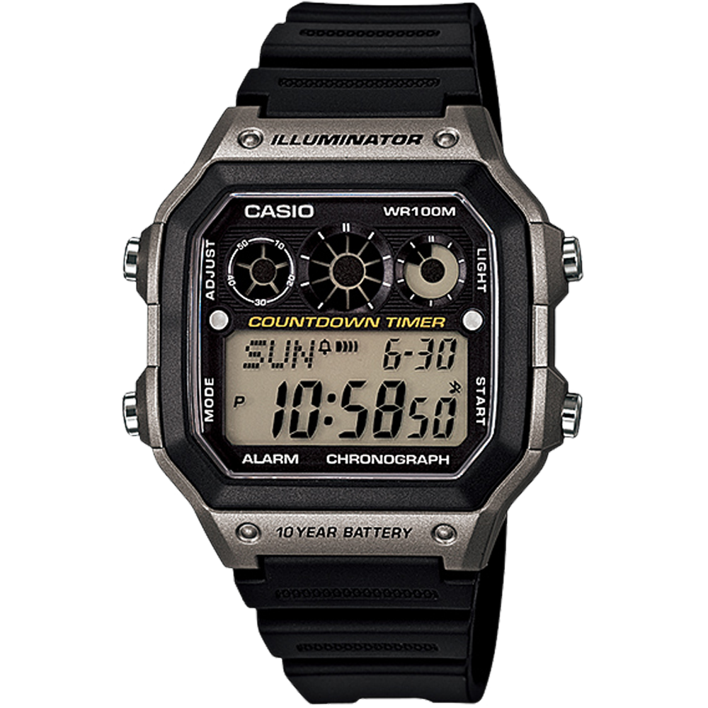 AE1300WH-8AV | Illuminator Black and Grey Digital Watch - Casio