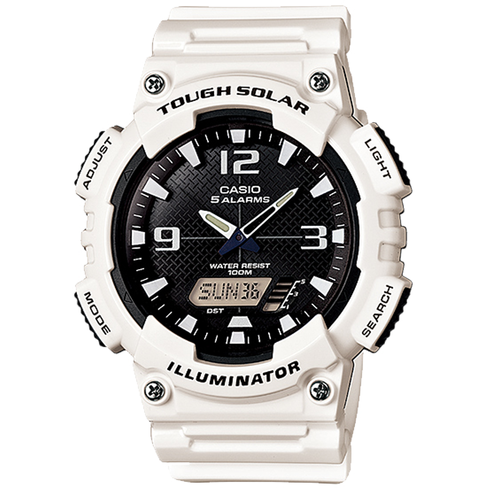 AQS810WC-7AV | Analog-Digital White and Black Watch - Casio