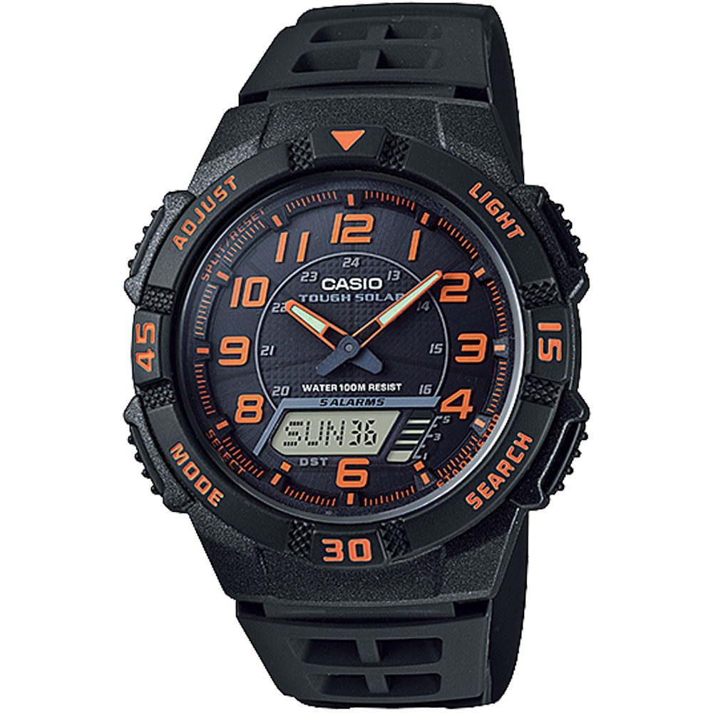 AQS800W-1B2V | Analog-Digital Black and Orange Watch - Casio