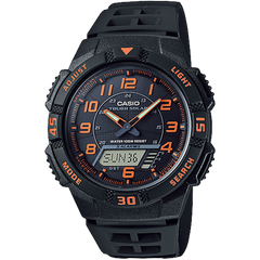 AQS800W-1B2V | Analog-Digital Black and Orange Watch - Casio