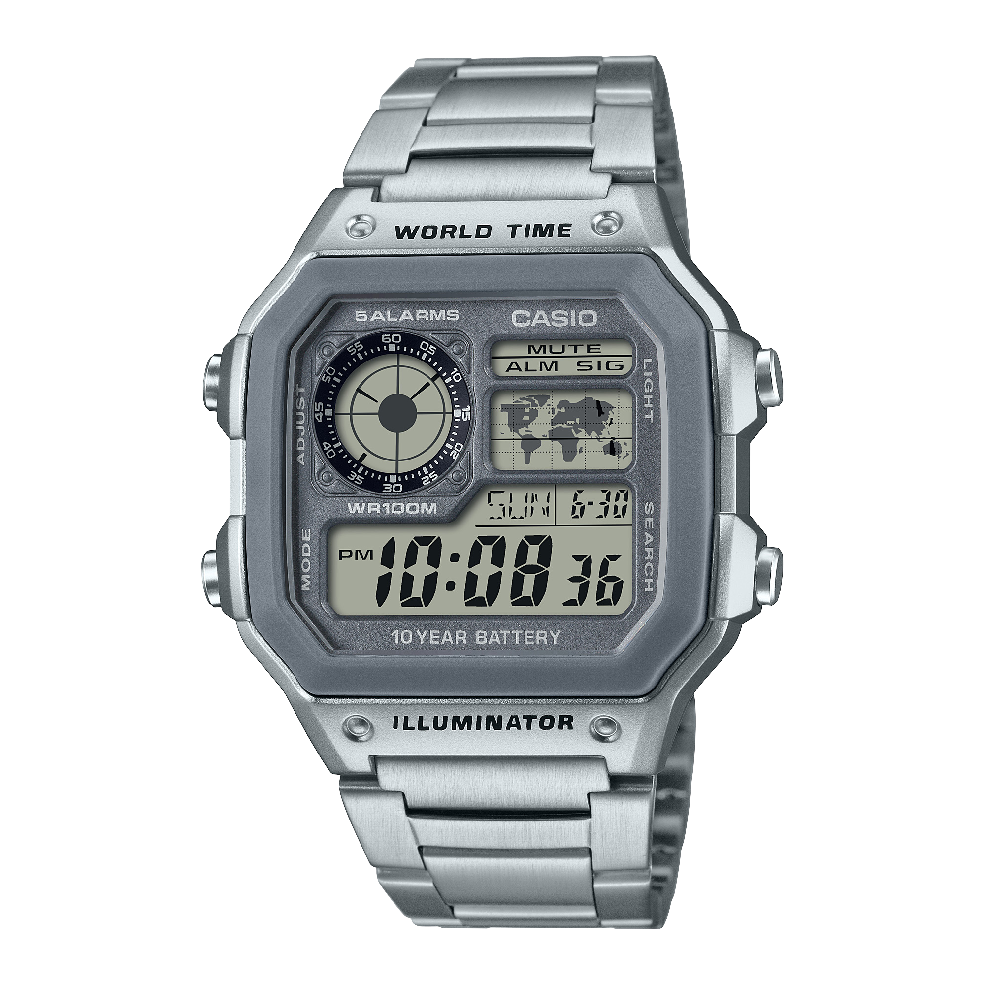 AE1200WHD7AV | Illuminator All Silver Digital Watch - Casio