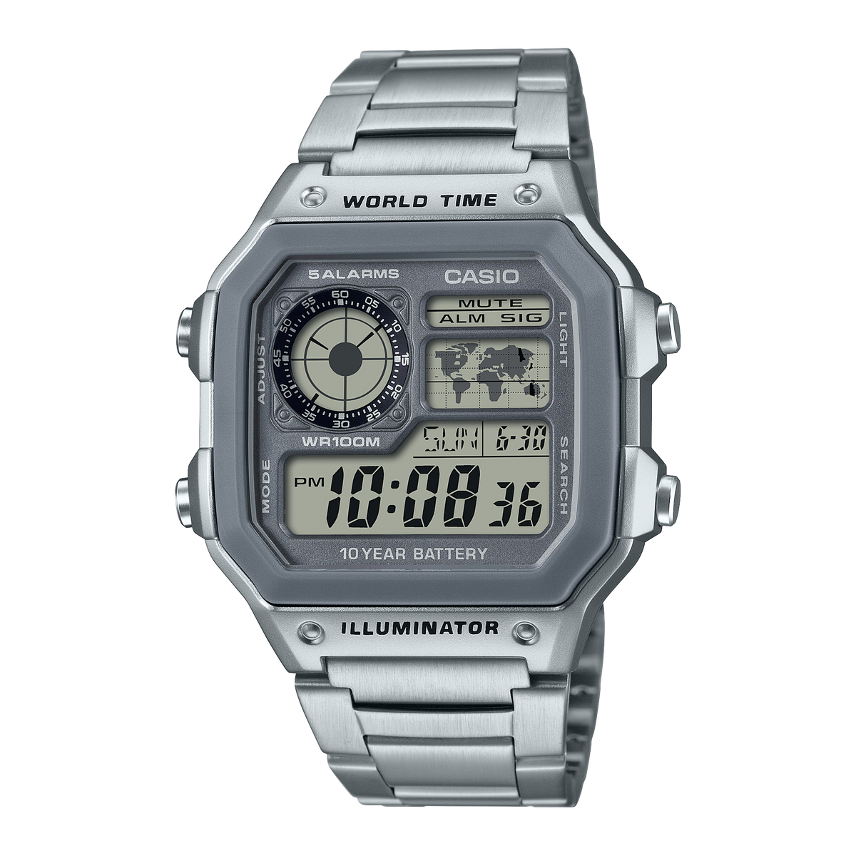 AE1200WHD7AV | Illuminator All Silver Digital Watch - Casio
