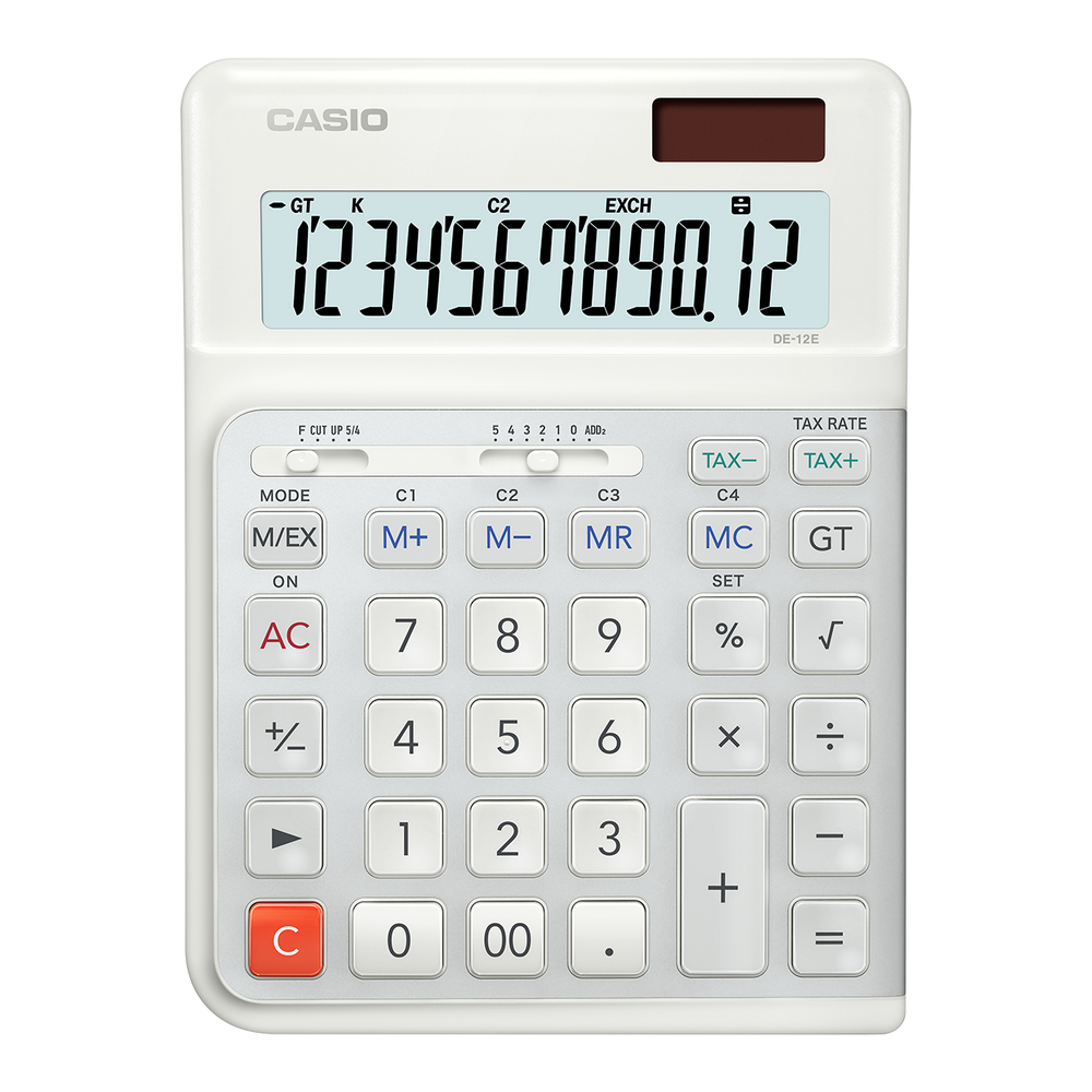 DE-12E-WE Ergonomic Desktop Calculator - Casio