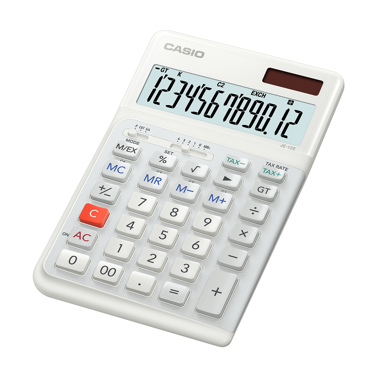 JE-12E-WE Compact Ergonomic Calculator - Casio