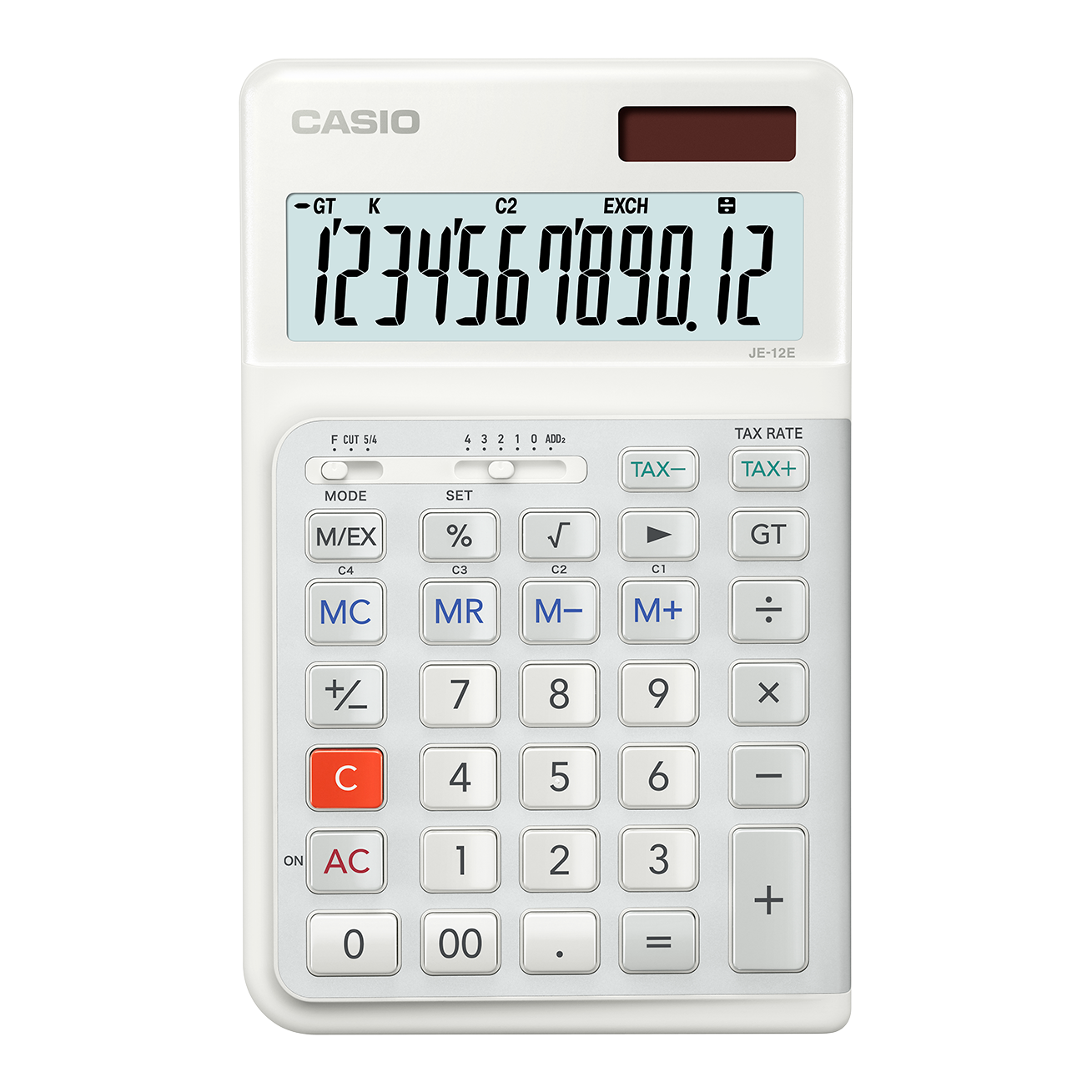 JE-12E-WE Compact Ergonomic Calculator - Casio
