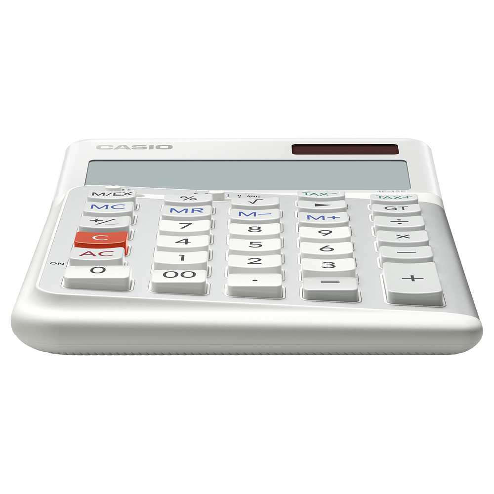 JE-12E-WE Compact Ergonomic Calculator - Casio