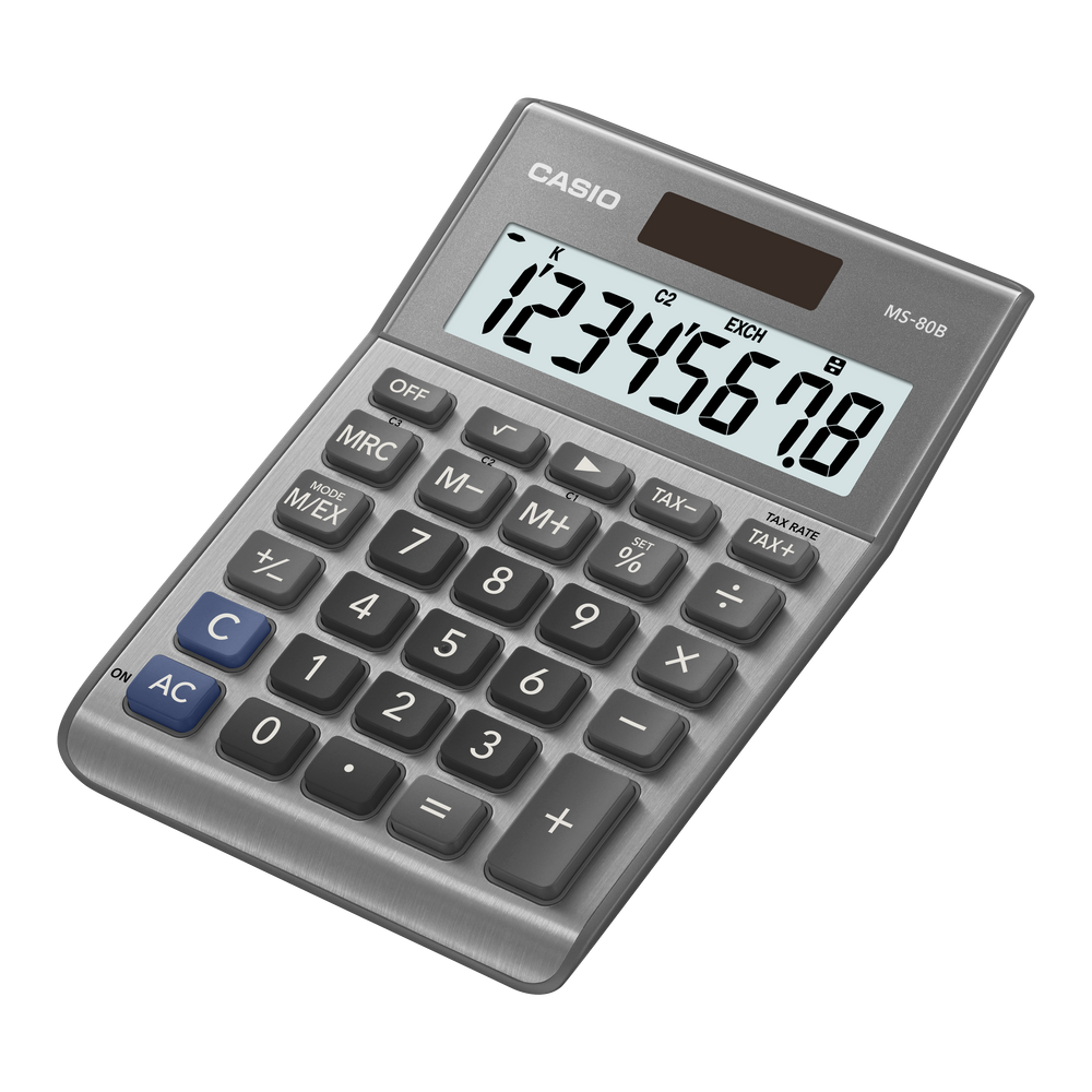MS80B-SR | Grey Standard Calculator - Casio