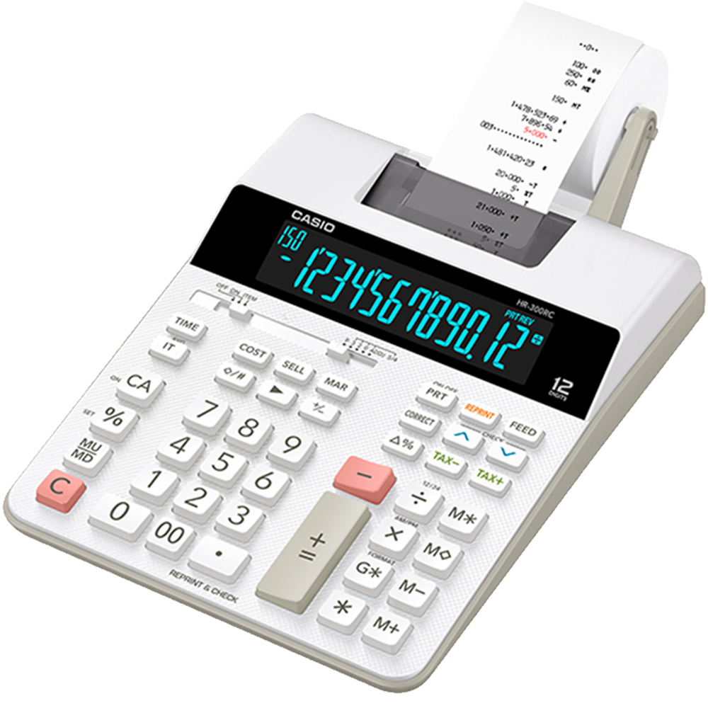 HR-300RC Illuminated LCD Printing Calculator | Printing Calculator - Backlit LCD Display - Casio