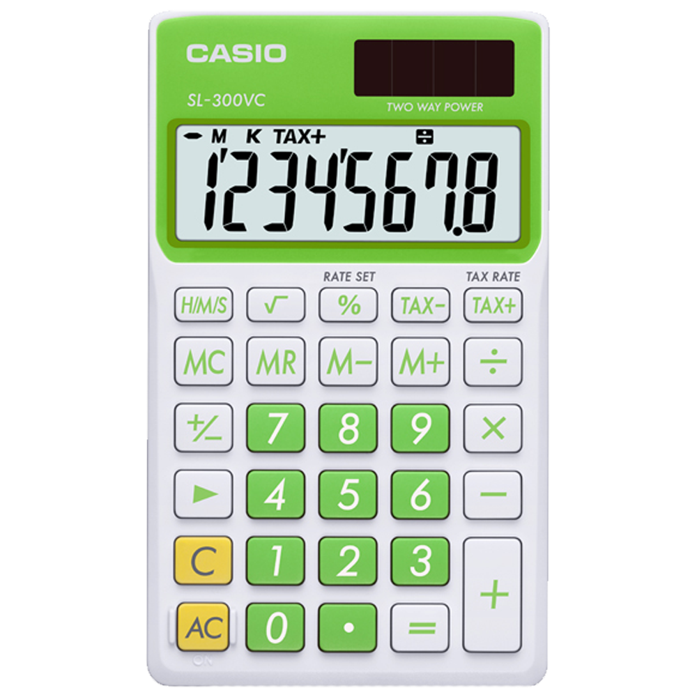 SL300VC-GN | Lime Green and White Portable Calculator - Casio